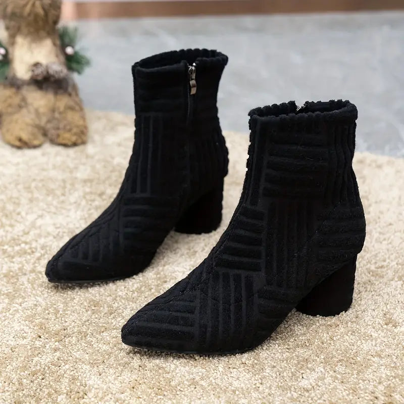 Stiletto Stiefel Hoch Hacken mit Reißverschluss - IdealeKleiden