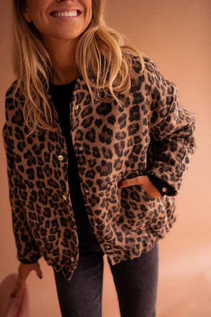 Leopard Print Jacke Damen Trendy