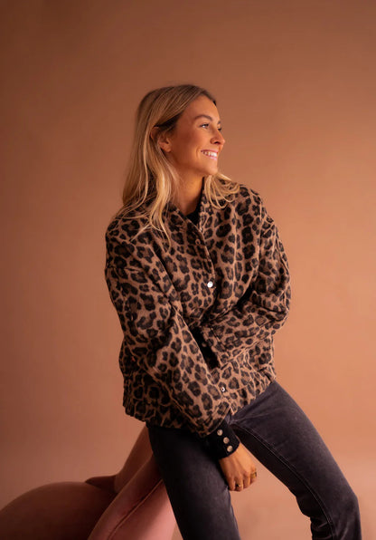 Stylische Bomberjacke Leopardenprint