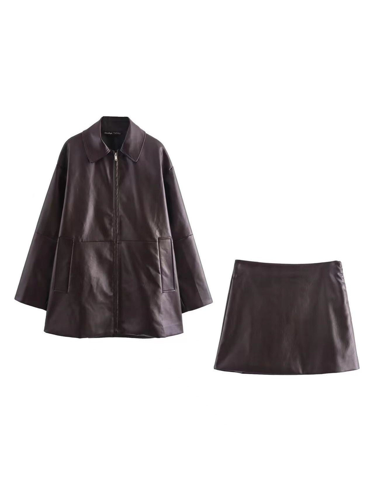 Elegantes Kleid Set | Langer Mantel & Minirock Kombi