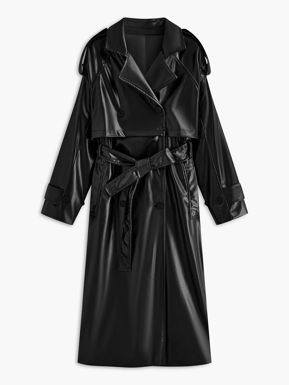 Stylische Kunstlederjacke Damen Lang