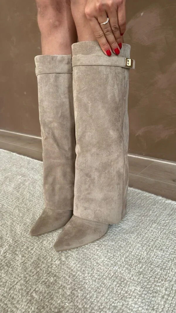 Stylische Wildleder Stiefel Kniehoch
