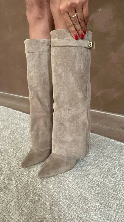 Stylische Wildleder Stiefel Kniehoch