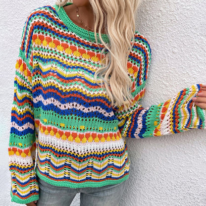 Stilvoller Strickpullover Streifenmuster Elegantes Design