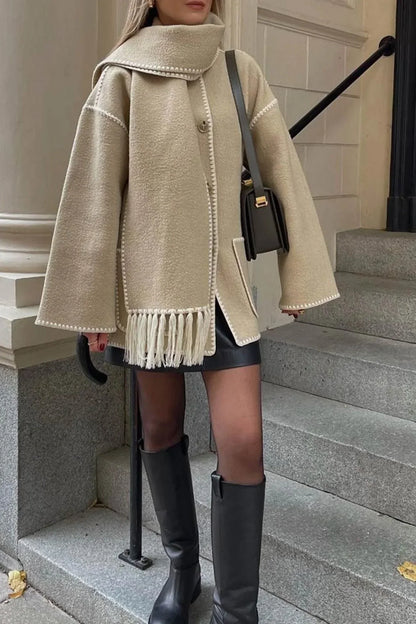 Wintermantel Poncho-Style Oversized Wollmix