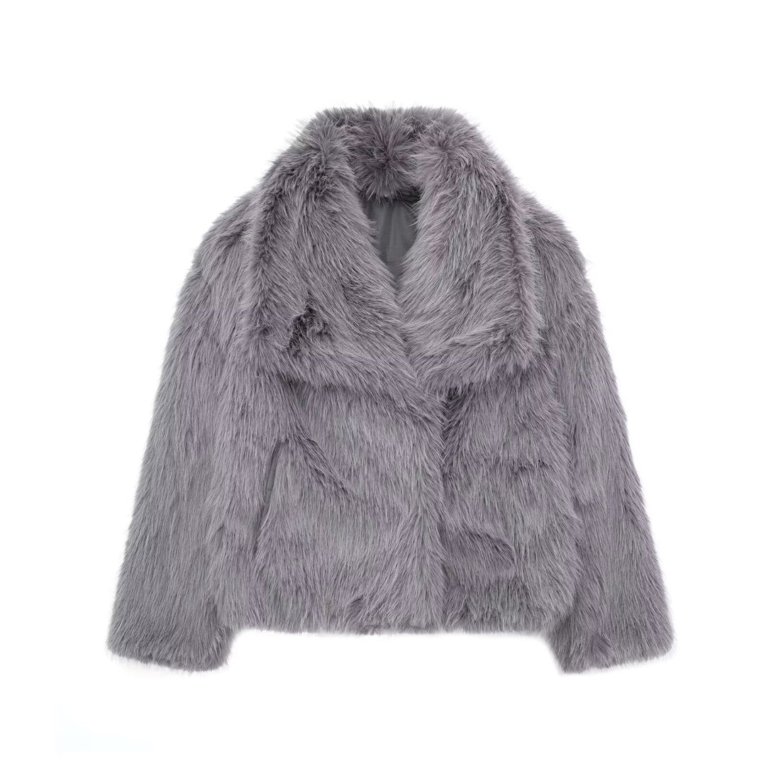 Luxus Pelzjacke Damen Wintermantel Elegant und Warm