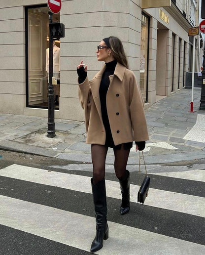 Eleganter Wollmantel Damen Wintermode