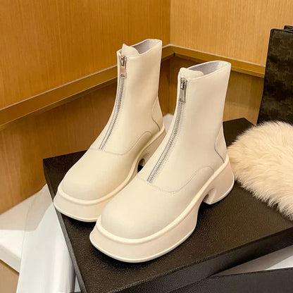 Echte Lederstiefel Winter Mode Frauen