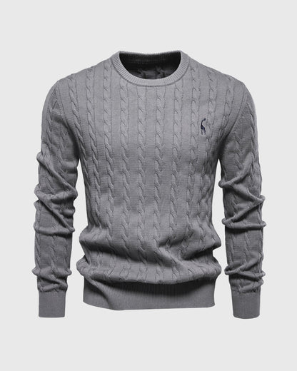 Stylische Kleidung | Zopfstrick Regular Fit Rippbündchen Logo Detail