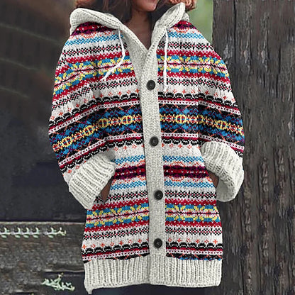 Damen-Cardigan Gemustert Warm Winter - IdealeKleiden