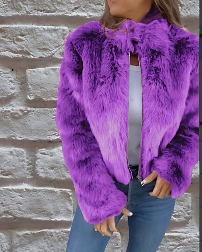 Damen Samtjacke Weich Plüsch Überzug