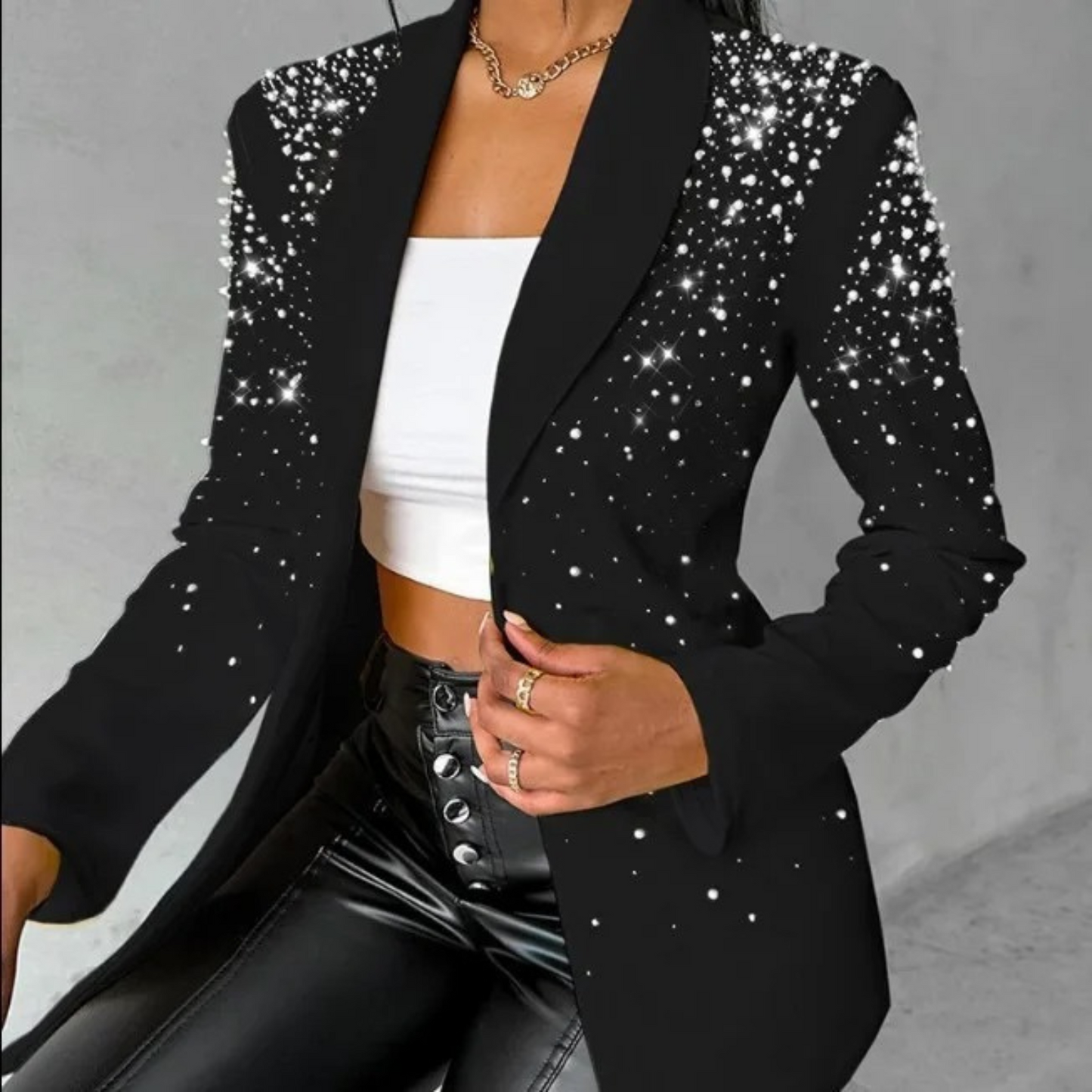 Eleganter Damenblazer mit Perlenstickerei