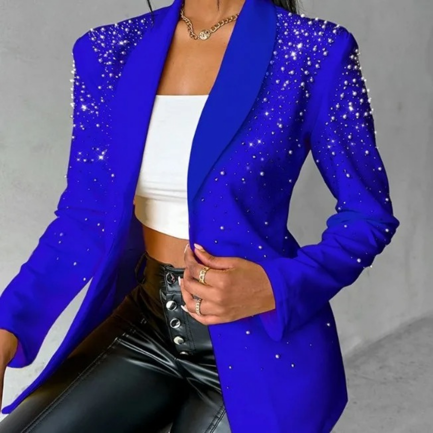 Eleganter Damenblazer mit Perlenstickerei