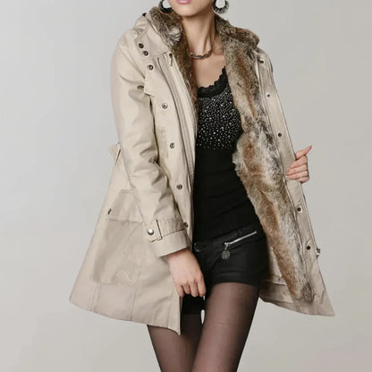 Stylischer Damenparka Isabella mit Kunstpelzfüllung - IdealeKleiden