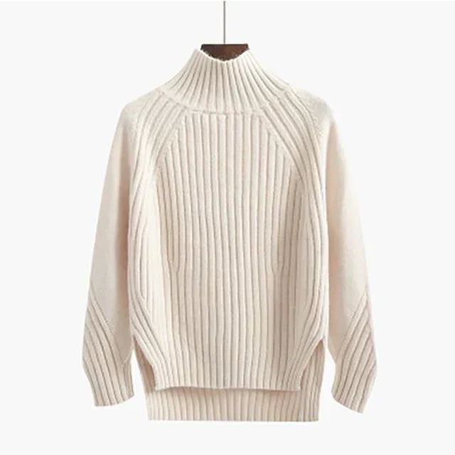 Weiches Rippstrick Oberteil Rollkragen Pullover