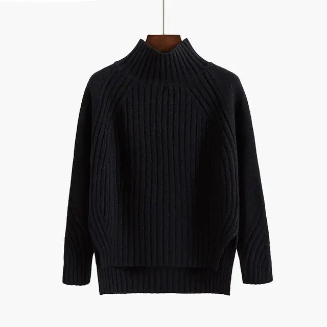 Weiches Rippstrick Oberteil Rollkragen Pullover