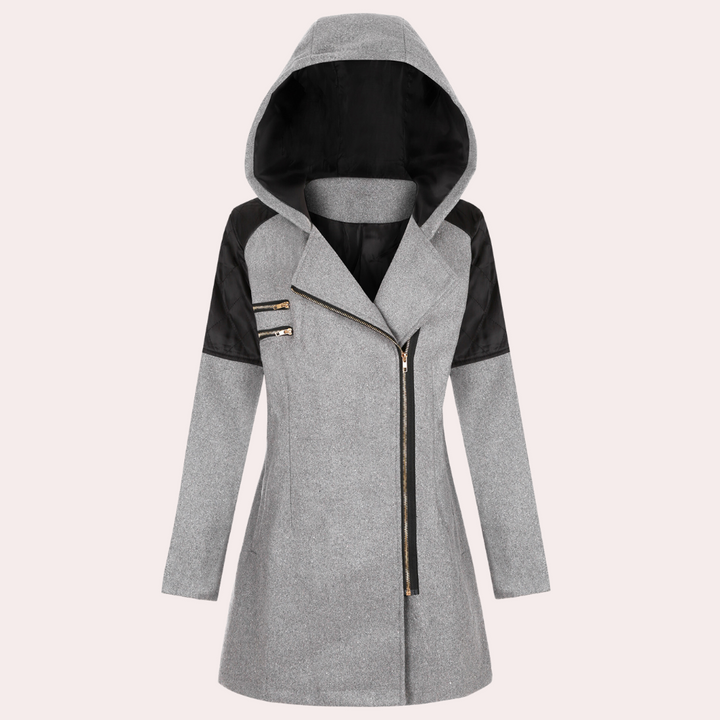 Stylischer Damen Wintermantel mit Kapuze