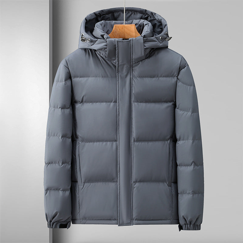 Winddichte Pufferjacke mit Kapuze und Reißverschluss