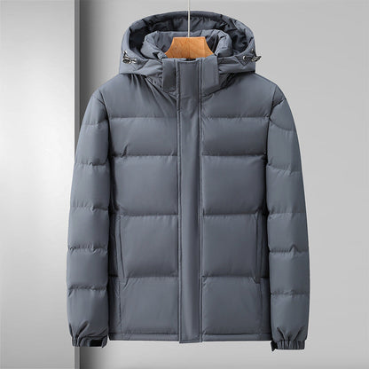 Winddichte Pufferjacke mit Kapuze und Reißverschluss