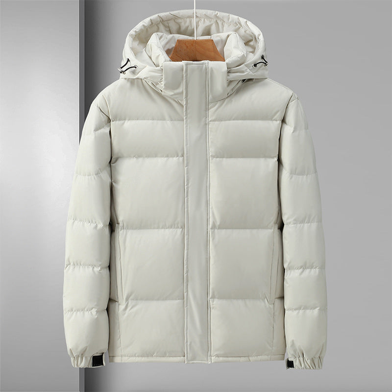 Winddichte Pufferjacke mit Kapuze und Reißverschluss