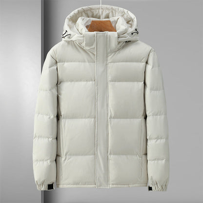 Winddichte Pufferjacke mit Kapuze und Reißverschluss