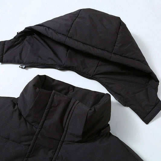 Winddichte Pufferjacke mit Kapuze und Reißverschluss - IdealeKleiden