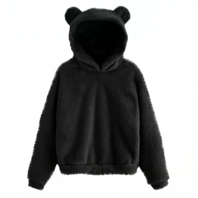 Stylischer Bären-Pulli Damen Kapuze