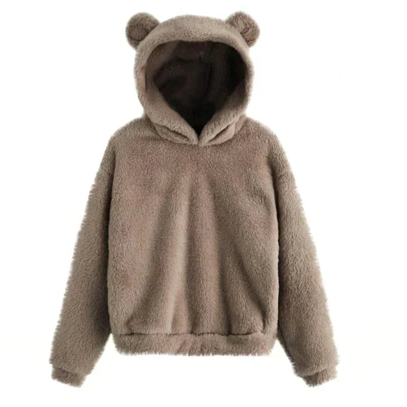 Stylischer Bären-Pulli Damen Kapuze