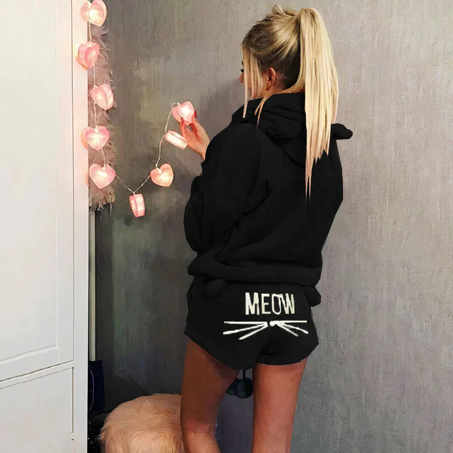 Damen Pyjama Set: Oberteil und Shorts Baumwolle