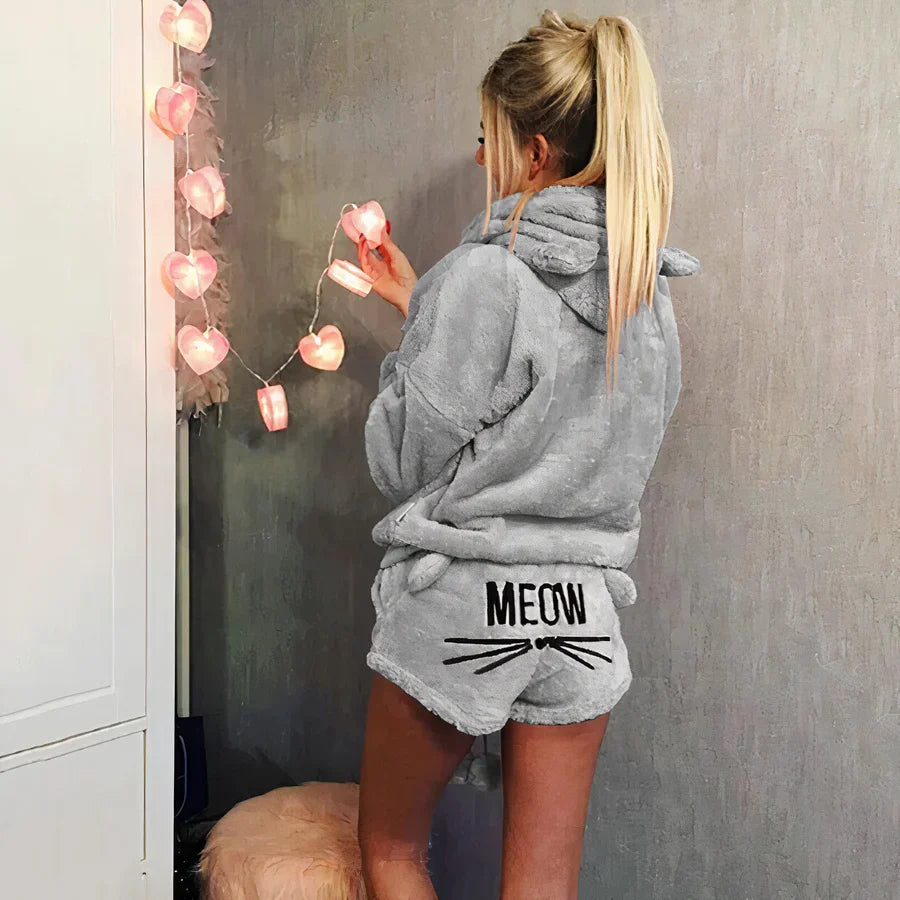 Damen Pyjama Set: Oberteil und Shorts Baumwolle