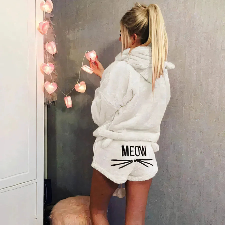 Damen Pyjama Set: Oberteil und Shorts Baumwolle