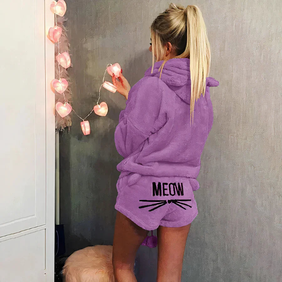 Damen Pyjama Set: Oberteil und Shorts Baumwolle