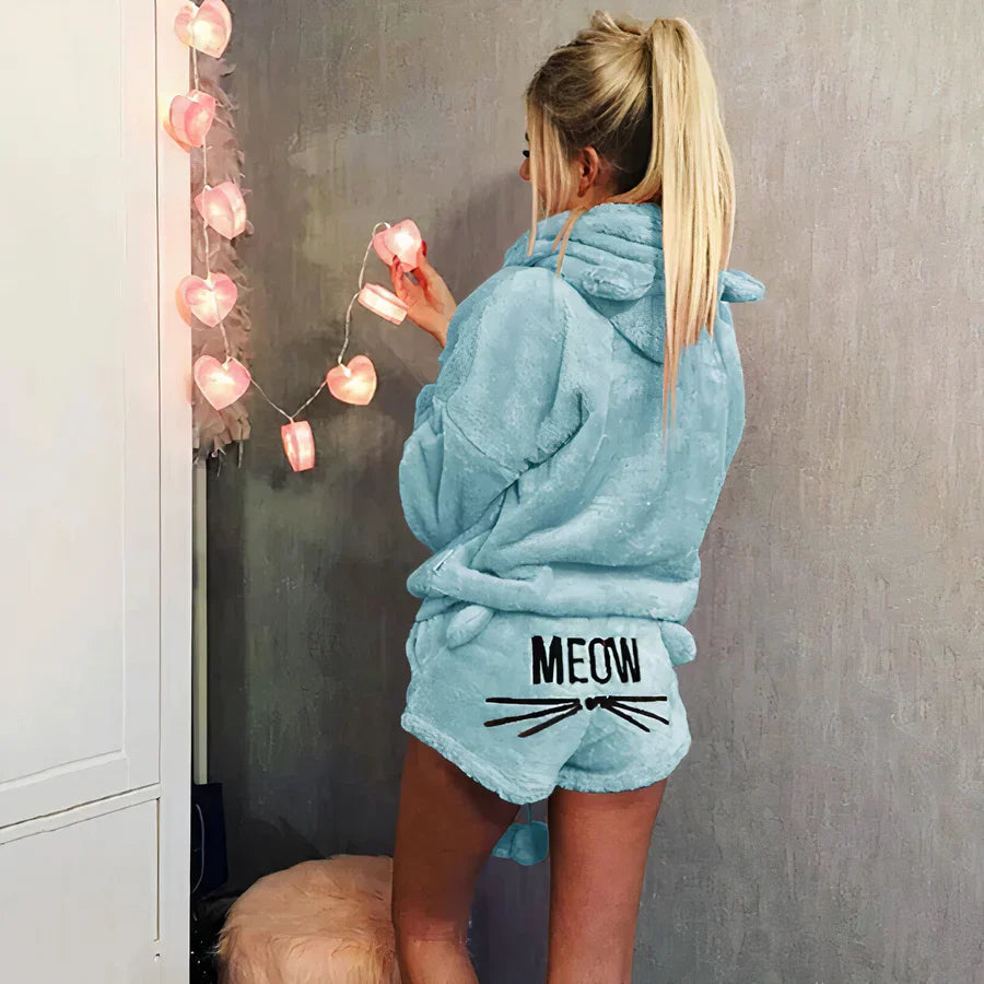 Damen Pyjama Set: Oberteil und Shorts Baumwolle