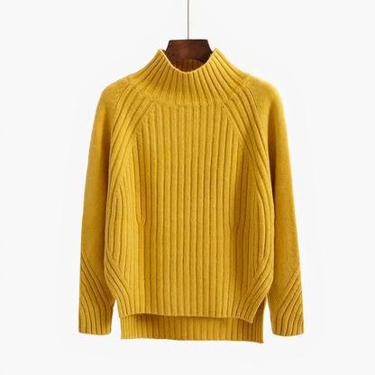 Stylischer Rippstrick Pullover Hochgeschlossen