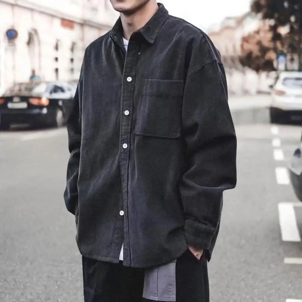 Herren Hemd Corduroy Langarm Stil