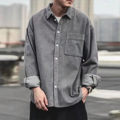 Herren Hemd Corduroy Langarm Stil