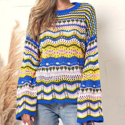 Stilvoller Strickpullover Streifenmuster Elegantes Design