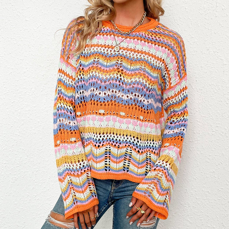 Stilvoller Strickpullover Streifenmuster Elegantes Design