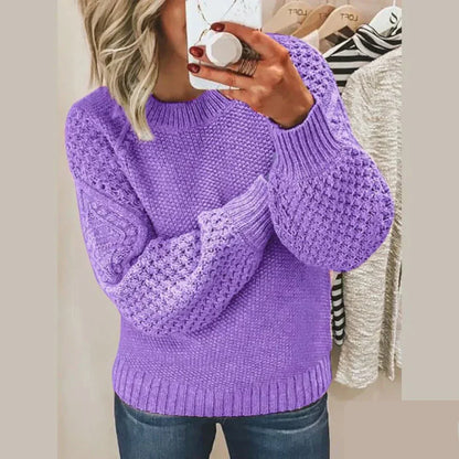 Eleganter Rundhals Strickpullover Damen