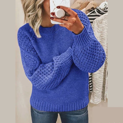 Damen Strickpullover Weich Lockere Form Rundhals