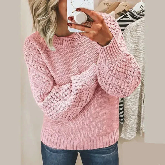 Eleganter Rundhals Strickpullover Damen - IdealeKleiden