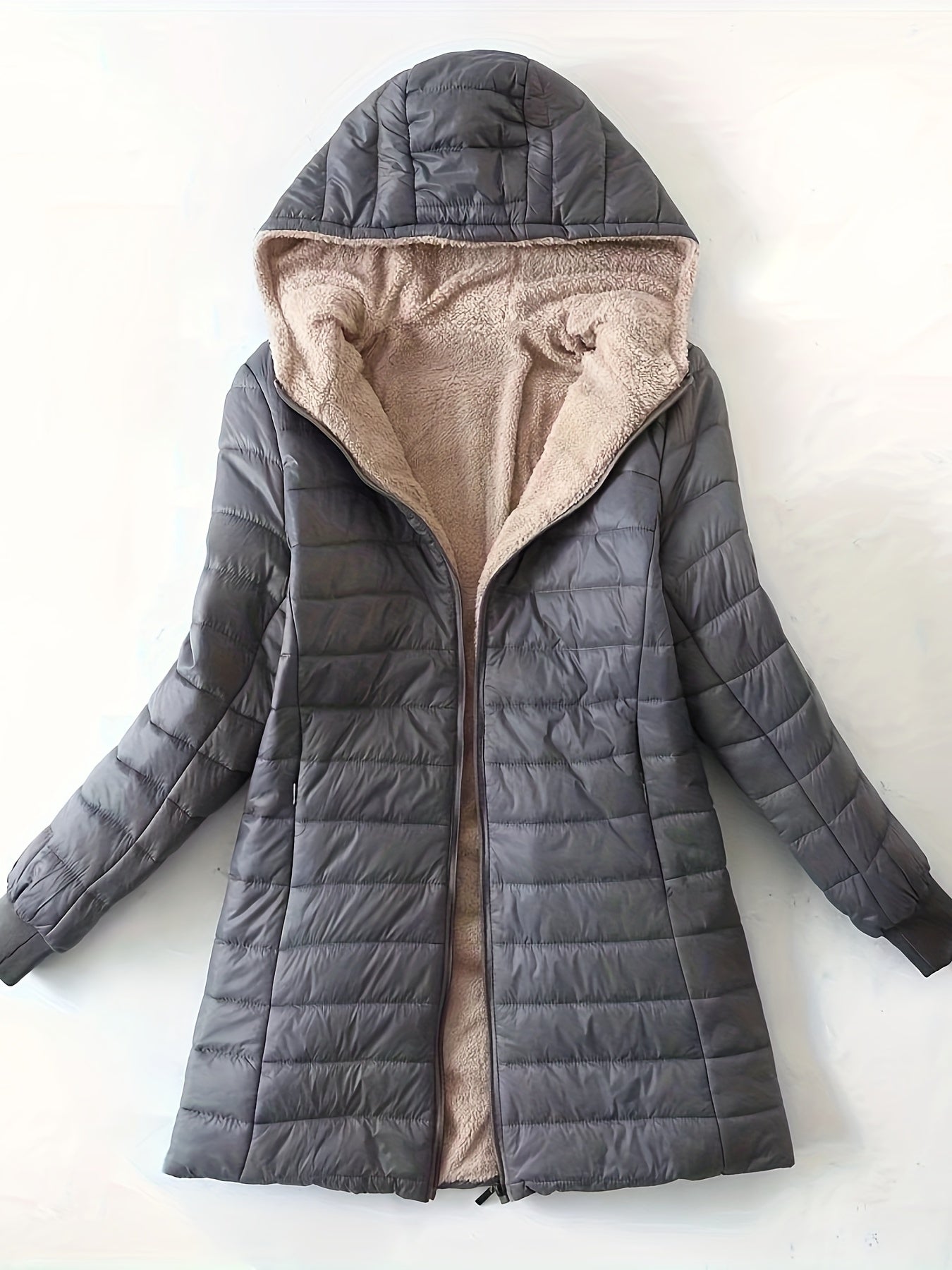 Damen Wintermantel Lang Pufferjacke Warm - IdealeKleiden