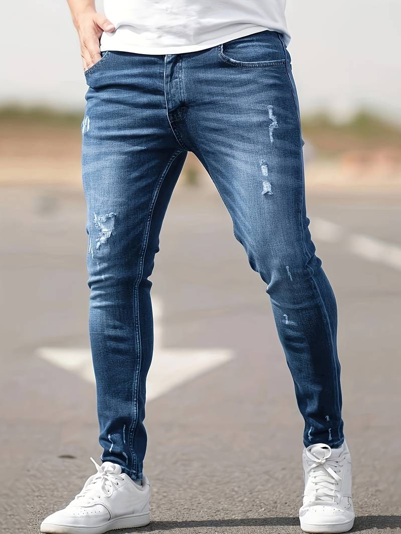 Ripped Jeans Herren Stretch Skinny Fit