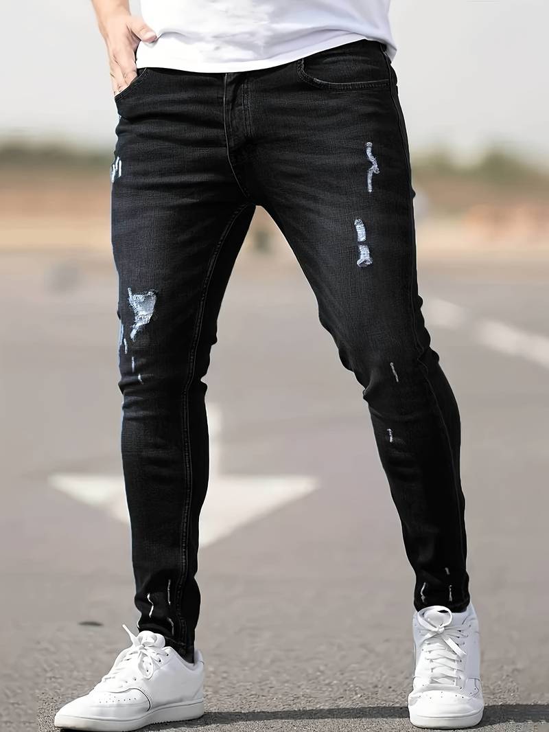 Ripped Jeans Herren Stretch Skinny Fit