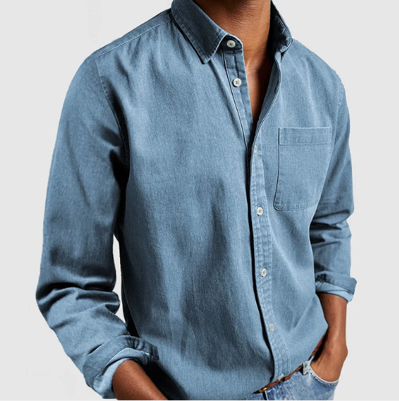 Lässiges Langarm Jeanshemd für Herren