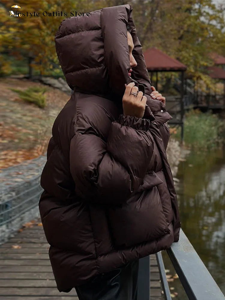 Damen Winter-Steppjacke Übergroß Warm