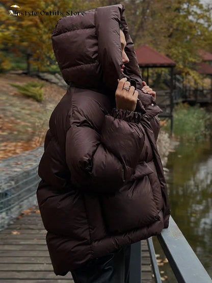 Damen Winter-Steppjacke Übergroß Warm