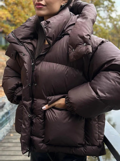 Damen Winter-Steppjacke Übergroß Warm
