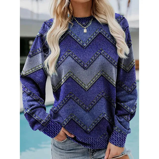 Trendy Pullover Mit Motivdruck