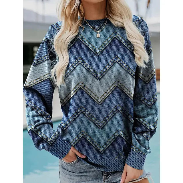 Trendy Pullover Mit Motivdruck